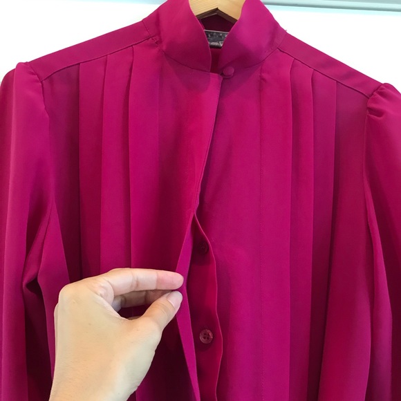 Vintage long sleeves Midi Dress w/ pleated details - Picture 4 of 5
